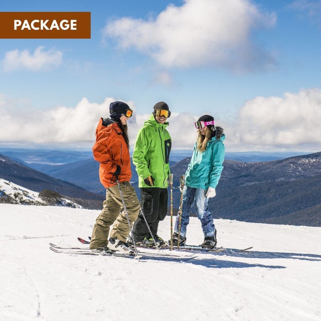Three friends enjoying the mountains in Perisher