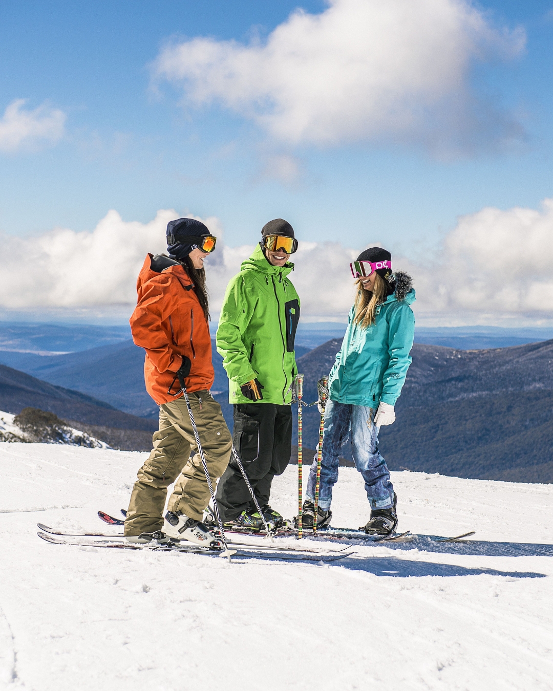 3 women enjoying the snow at perisher nsw